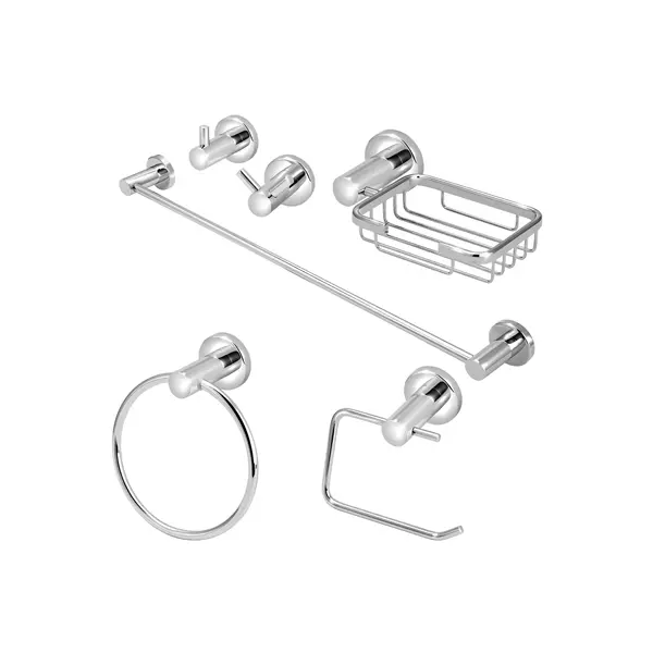 Kit Acessórios Banheiro Metal Cromado 6 Peças Completo